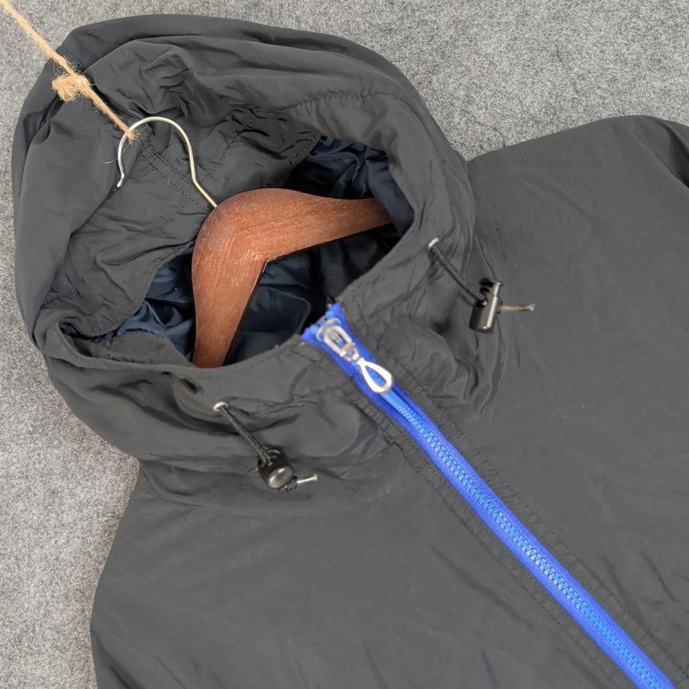 LL Bean Thinsulate Hooded Puffer Jacket Blue Black Colorblock Mens Large L